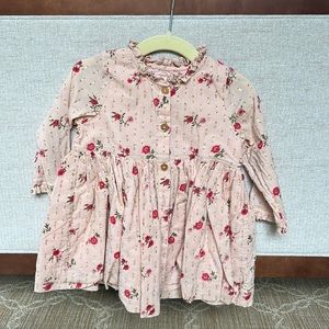 Pink chicken gold and floral holiday dress 12-18 months